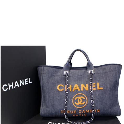 Chanel denim shopping bag